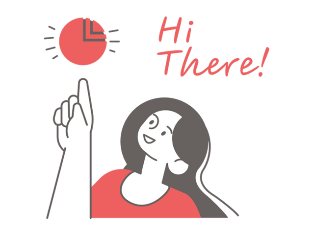 An illustration pointing to the logo with text saying "Hi There!"